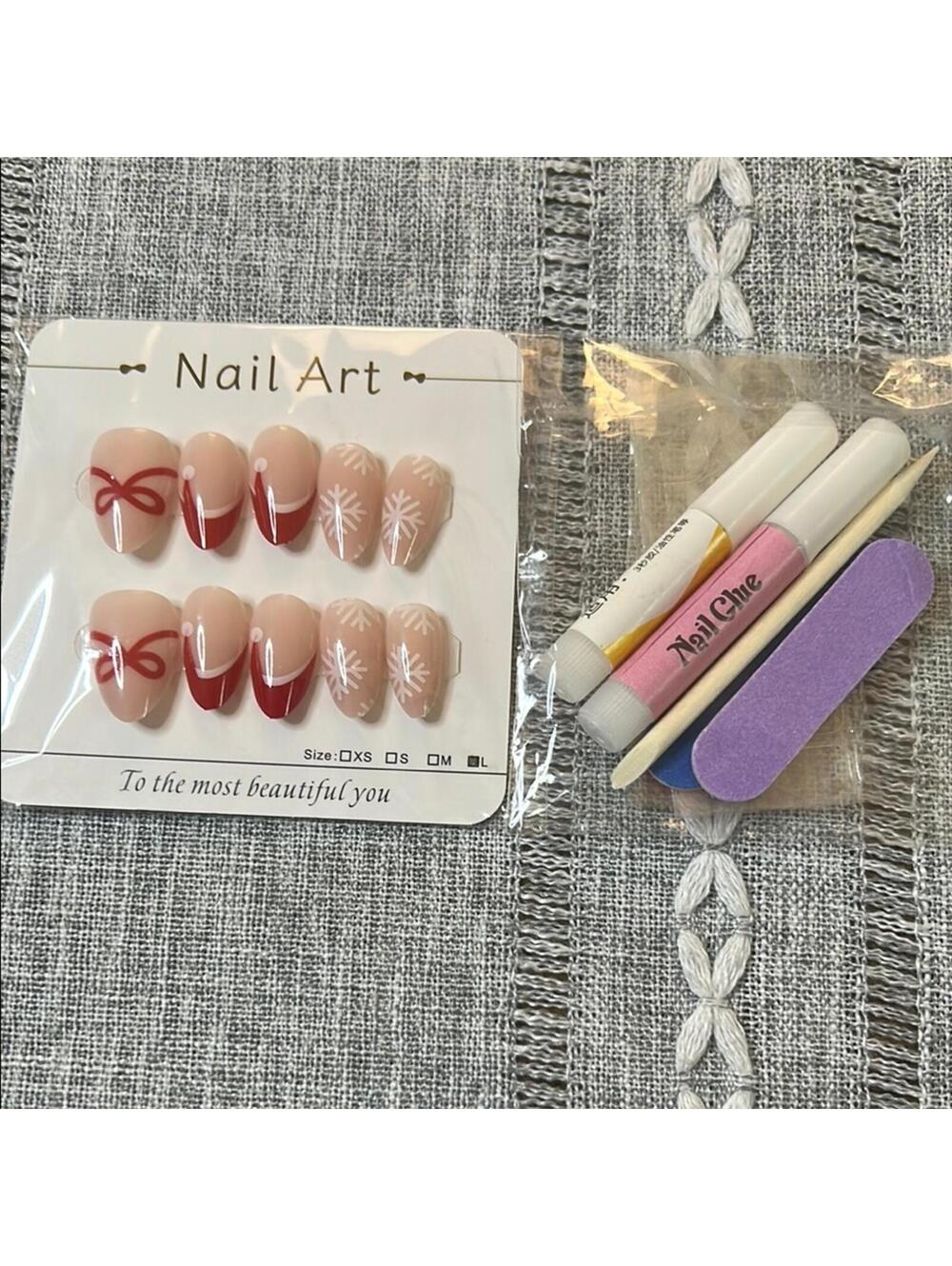 Red and White Nail Art Set